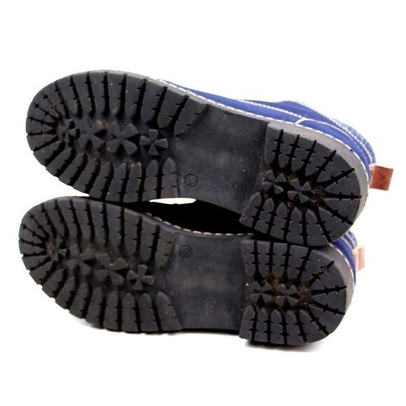 CAPA DE OZONO BLUE NUBUCK BROWN LEATHER LACE UP TEXTILE CUFF WINTER BOOTS 38/8 - Picture 9 of 10